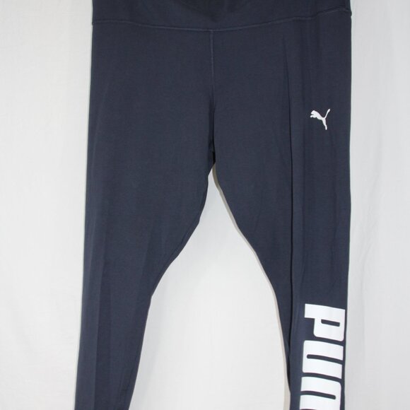 PUMA Womens Bottoms Athletic Tight Elastic Waist Stretch Black Logo Leggings 3XL - Picture 2 of 9